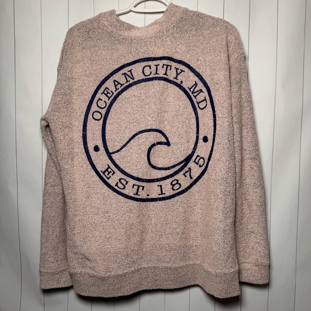Momentum Great Lakes‎ Ocean City Maryland Pink Travel Sweater Oversized Loose XS